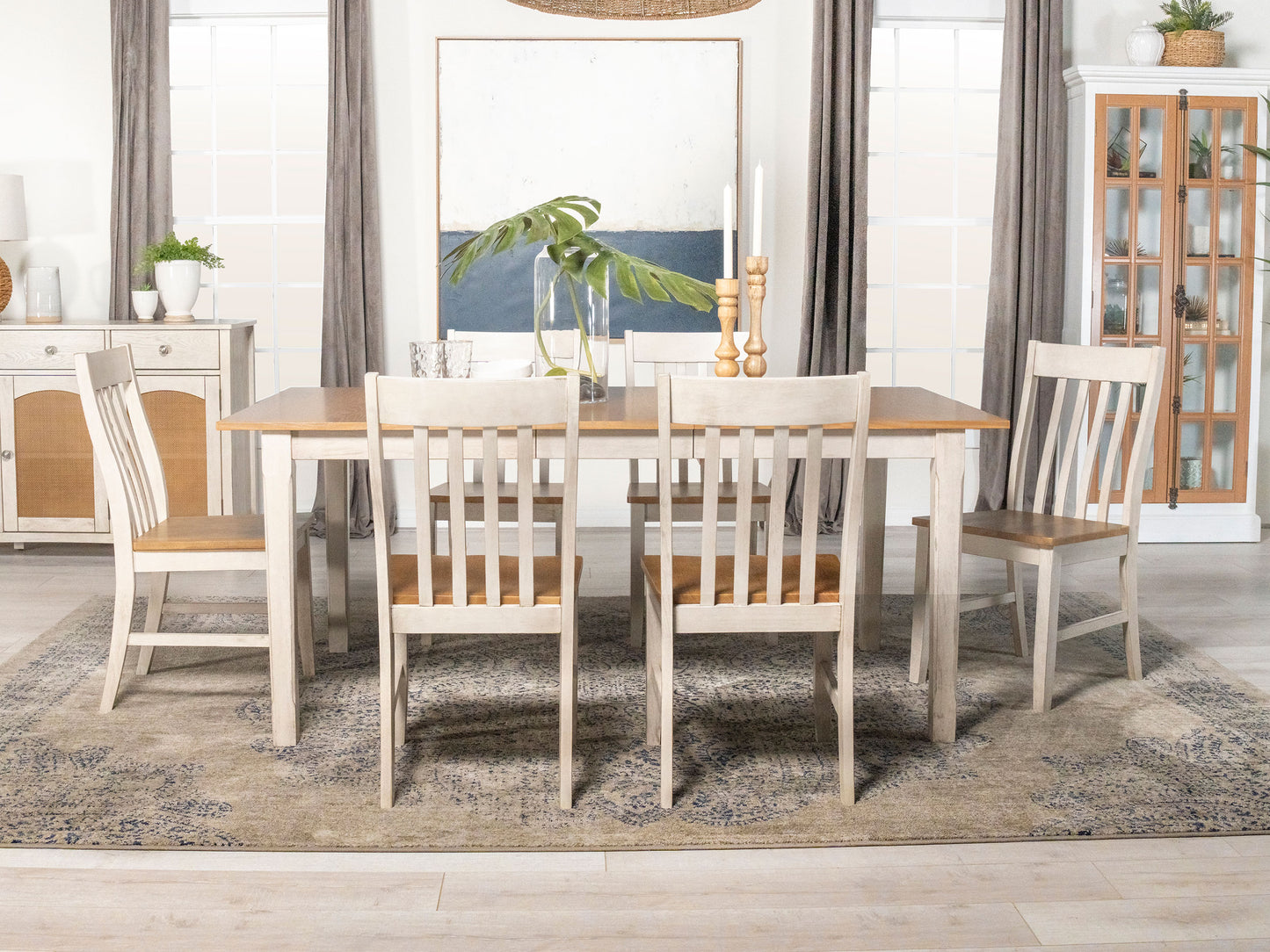 Kirby Rectangular Dining Table with Butterfly Leaf Natural and Rustic Off White