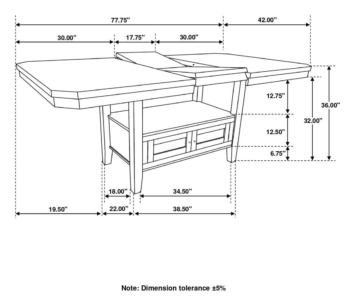 Prentiss Rectangular Counter Height Table with Butterfly Leaf Cappuccino