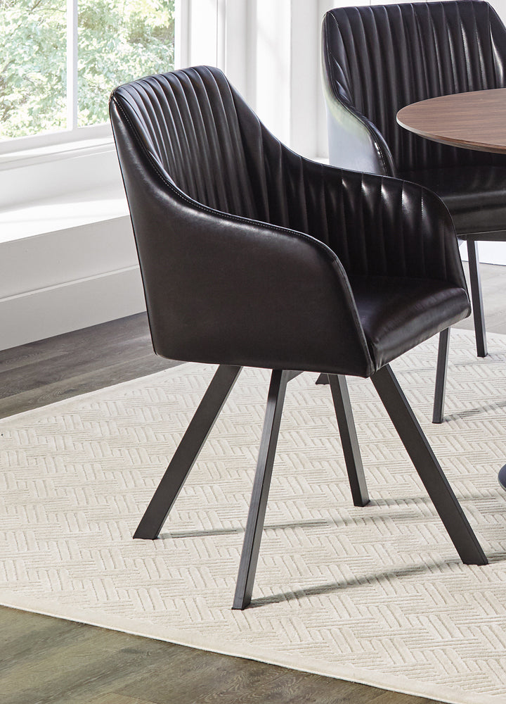 Arika Leatherette Upholstered Swivel Dining Arm Chair Black