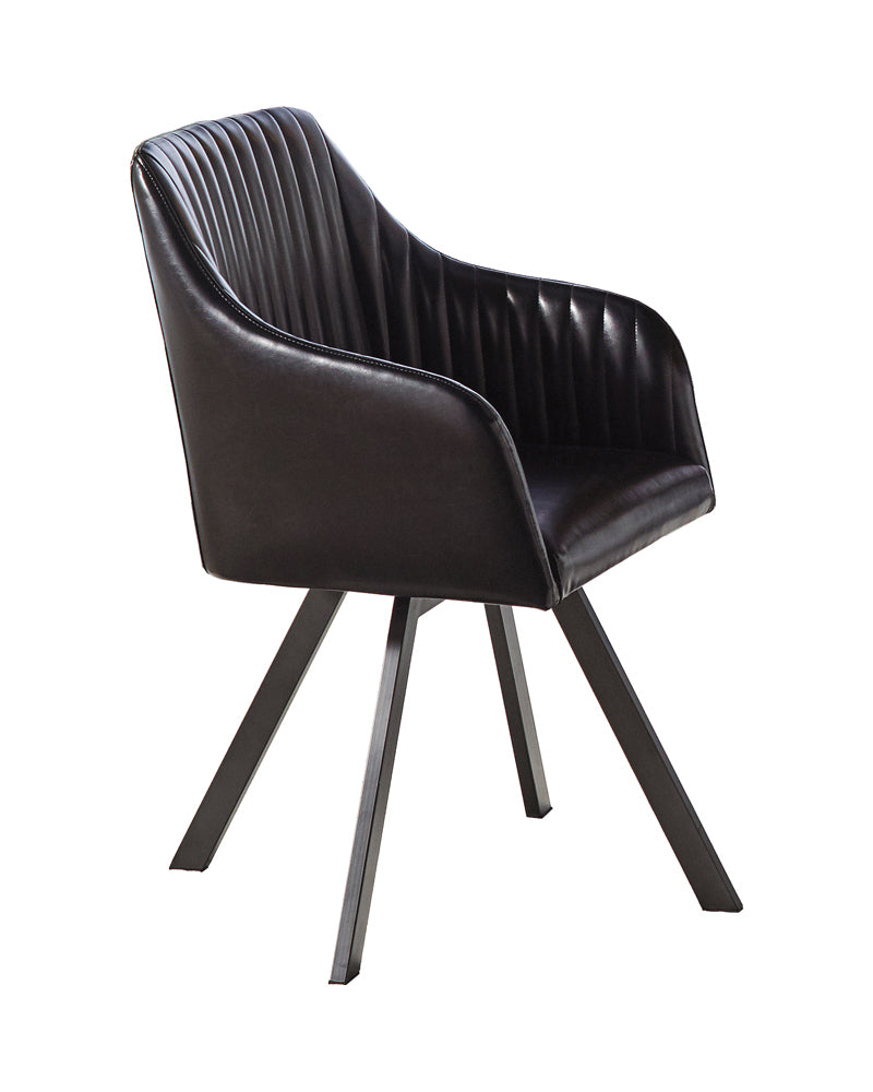 Arika Leatherette Upholstered Swivel Dining Arm Chair Black