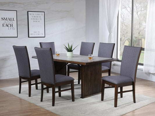 Sherwood 7-Piece Rectangular Dining Table Set Brown