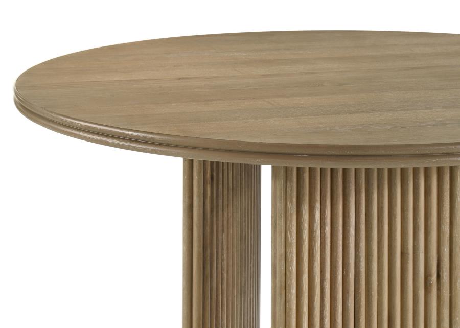 Adina 5-Piece Round Dining Table Set Distressed Light Brown