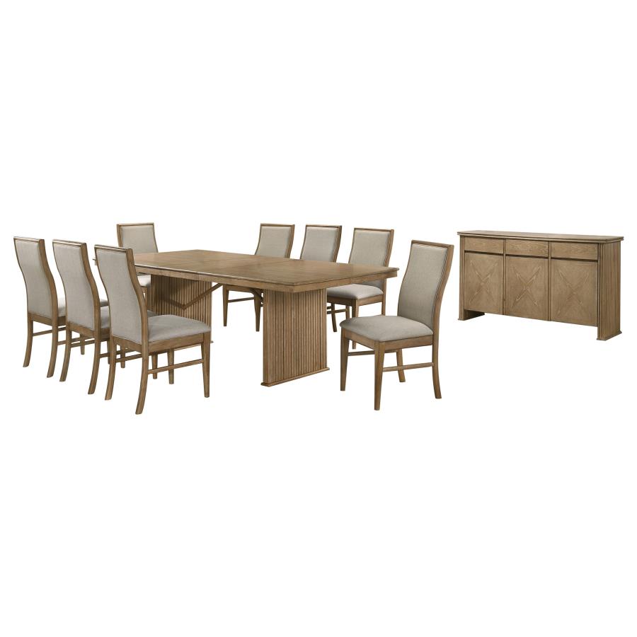 Adina 10-Piece Extension Dining Set Distressed Light Brown