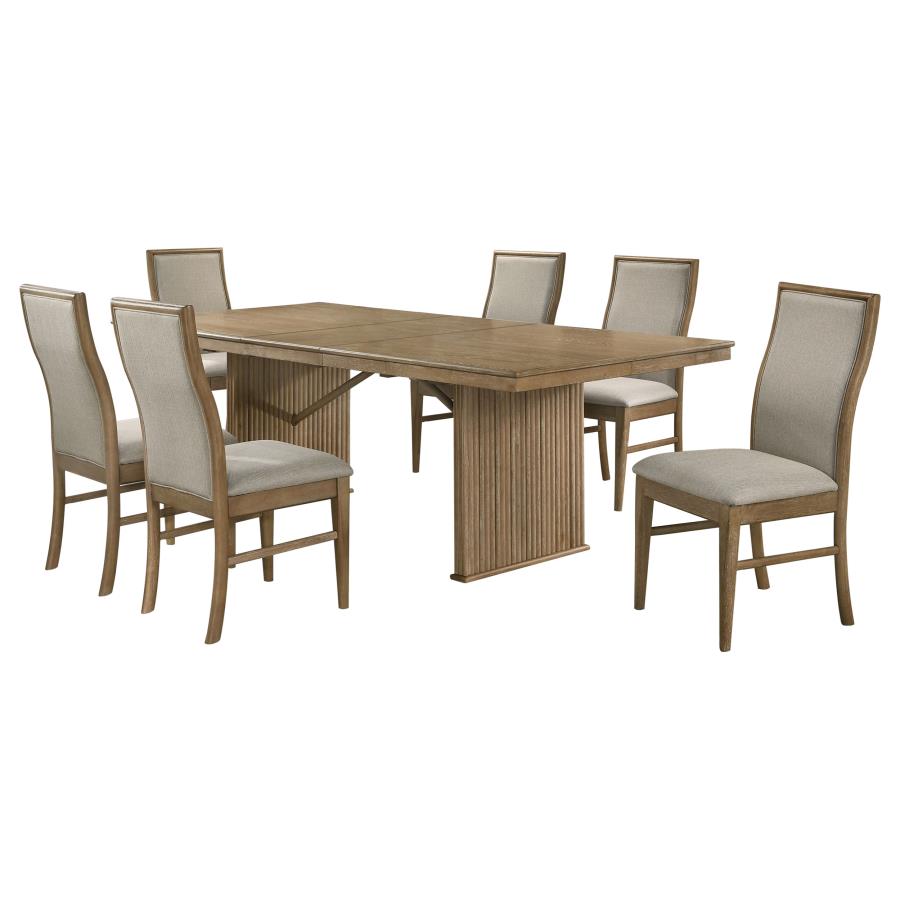 Adina 7-Piece Extension Dining Set Distressed Light Brown