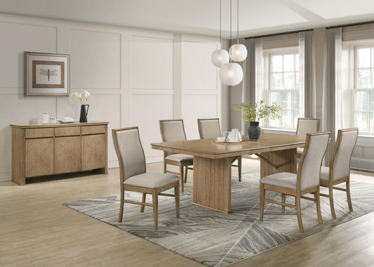 Adina 8-Piece Extension Dining Set Distressed Light Brown