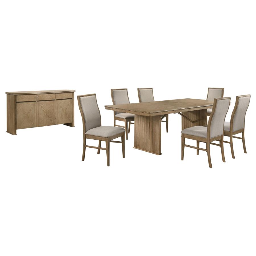 Adina 8-Piece Extension Dining Set Distressed Light Brown