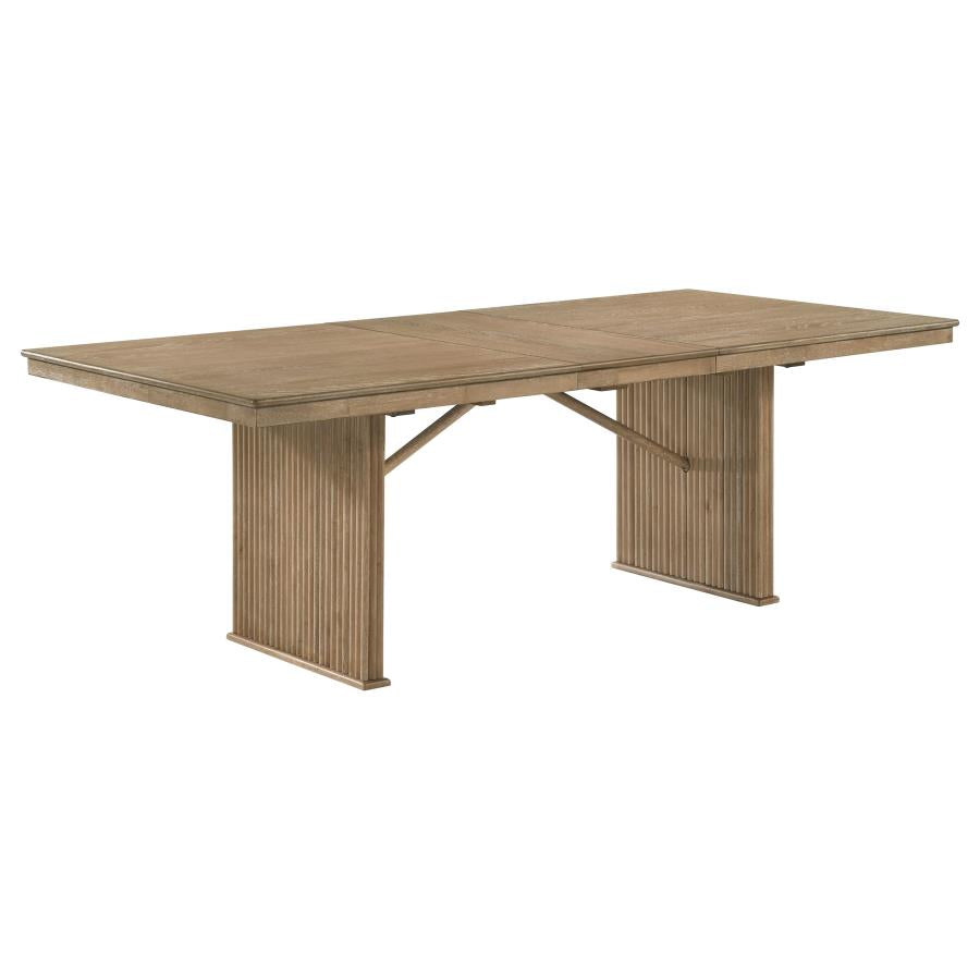 Adina 9-Piece Extension Dining Set Distressed Light Brown