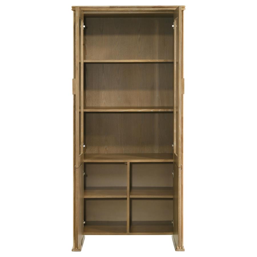 Adina 77-Inch Tall Display Cabinet Distressed Light Brown