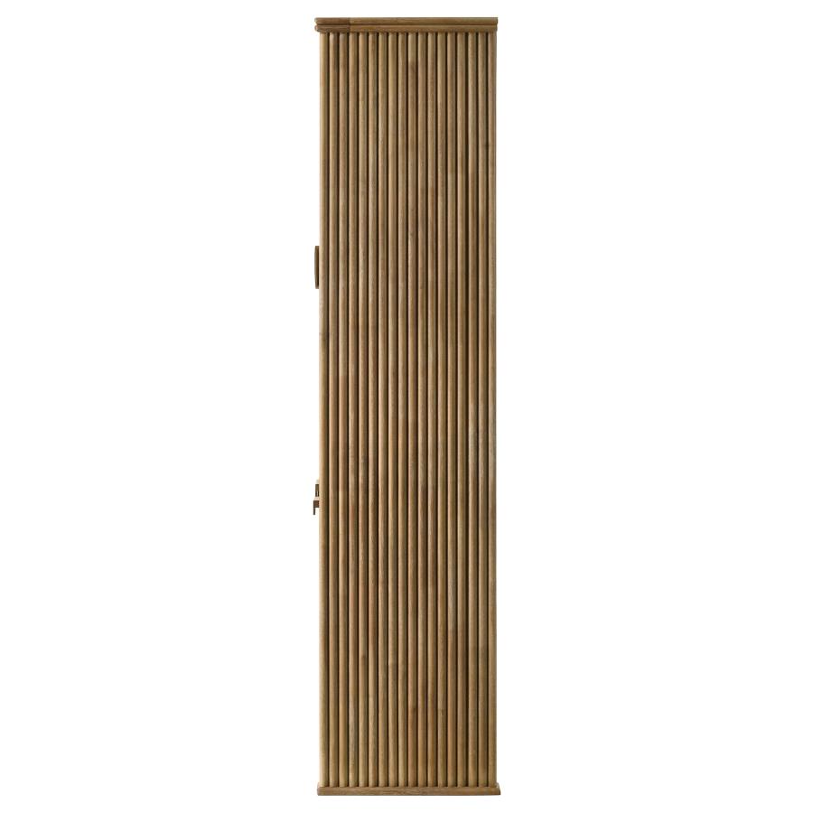 Adina 77-Inch Tall Display Cabinet Distressed Light Brown