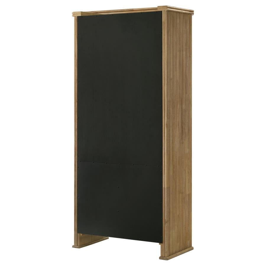 Adina 77-Inch Tall Display Cabinet Distressed Light Brown