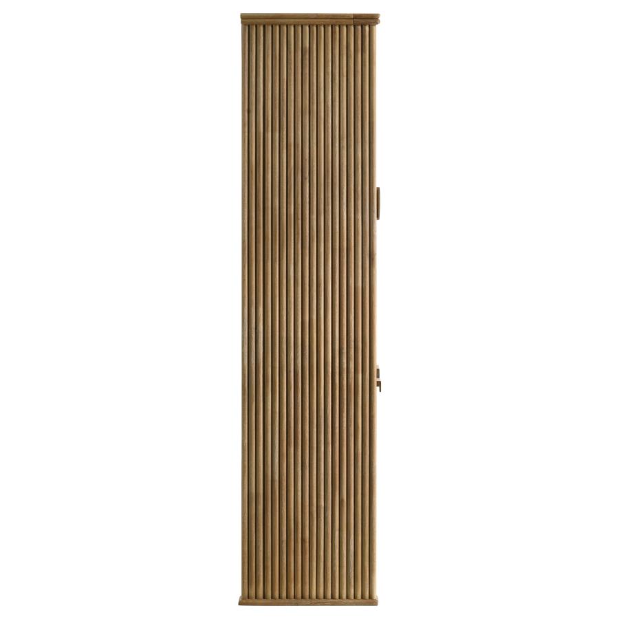 Adina 77-Inch Tall Display Cabinet Distressed Light Brown