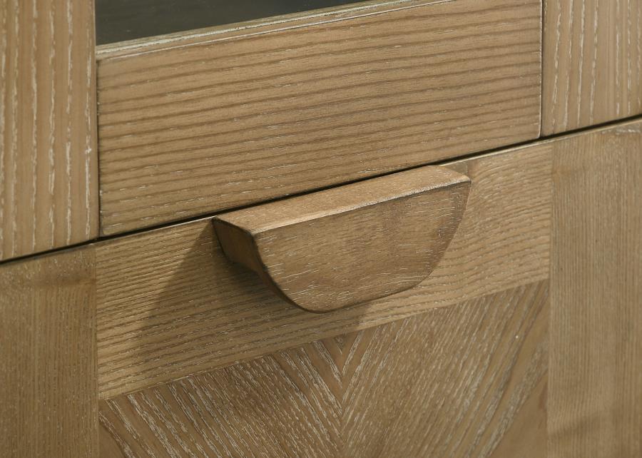 Adina 77-Inch Tall Display Cabinet Distressed Light Brown