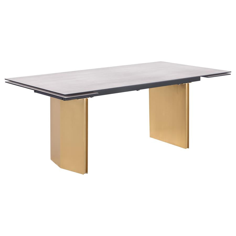 Vesa 97-Inch Glass Top Extension Dining Table Beige