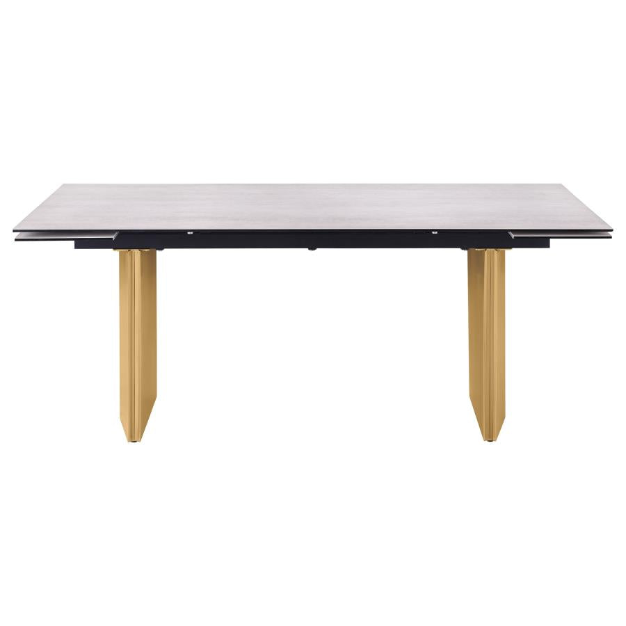 Vesa 97-Inch Glass Top Extension Dining Table Beige