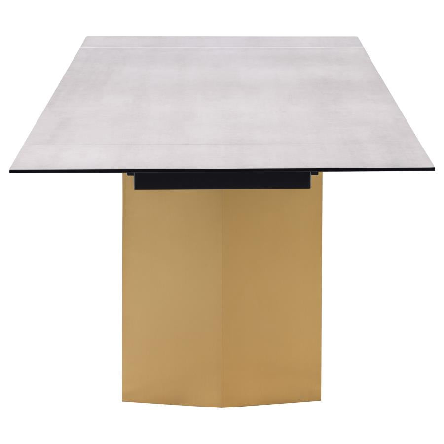 Vesa 97-Inch Glass Top Extension Dining Table Beige