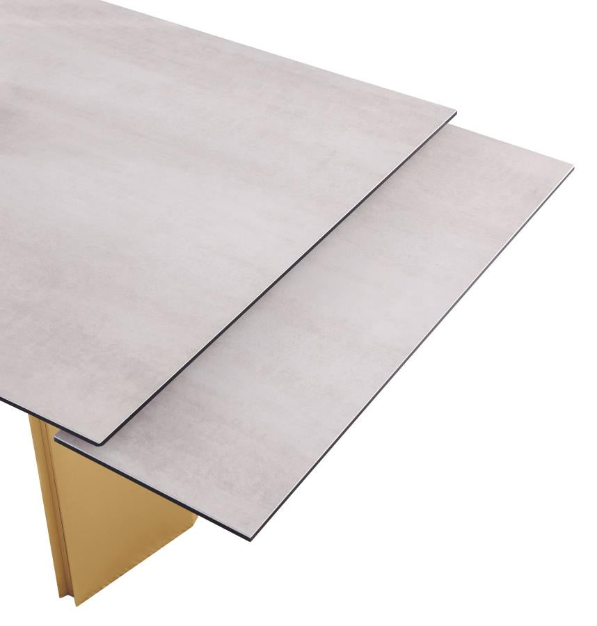 Vesa 97-Inch Glass Top Extension Dining Table Beige