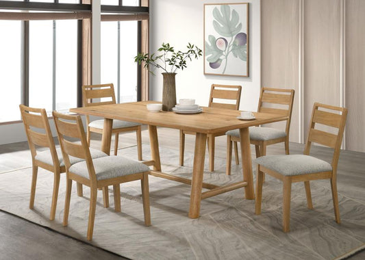 Duncan 7-Piece Rectangular Wood Dining Table Set Washed Oak