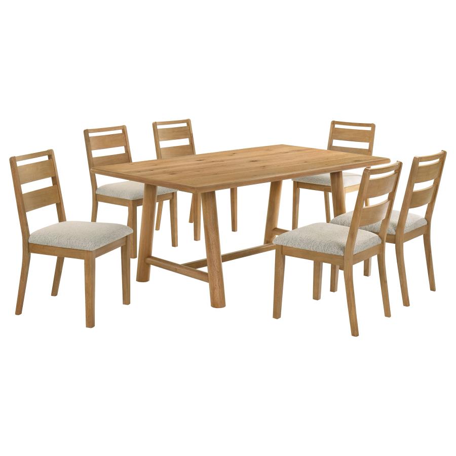 Duncan 7-Piece Rectangular Wood Dining Table Set Washed Oak