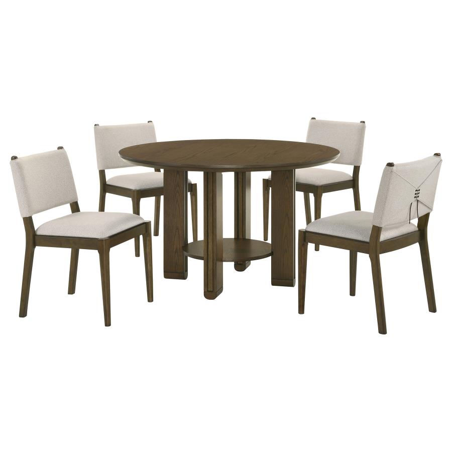 Ottowa 5-Piece Round Wood Dining Room Table Set Brown