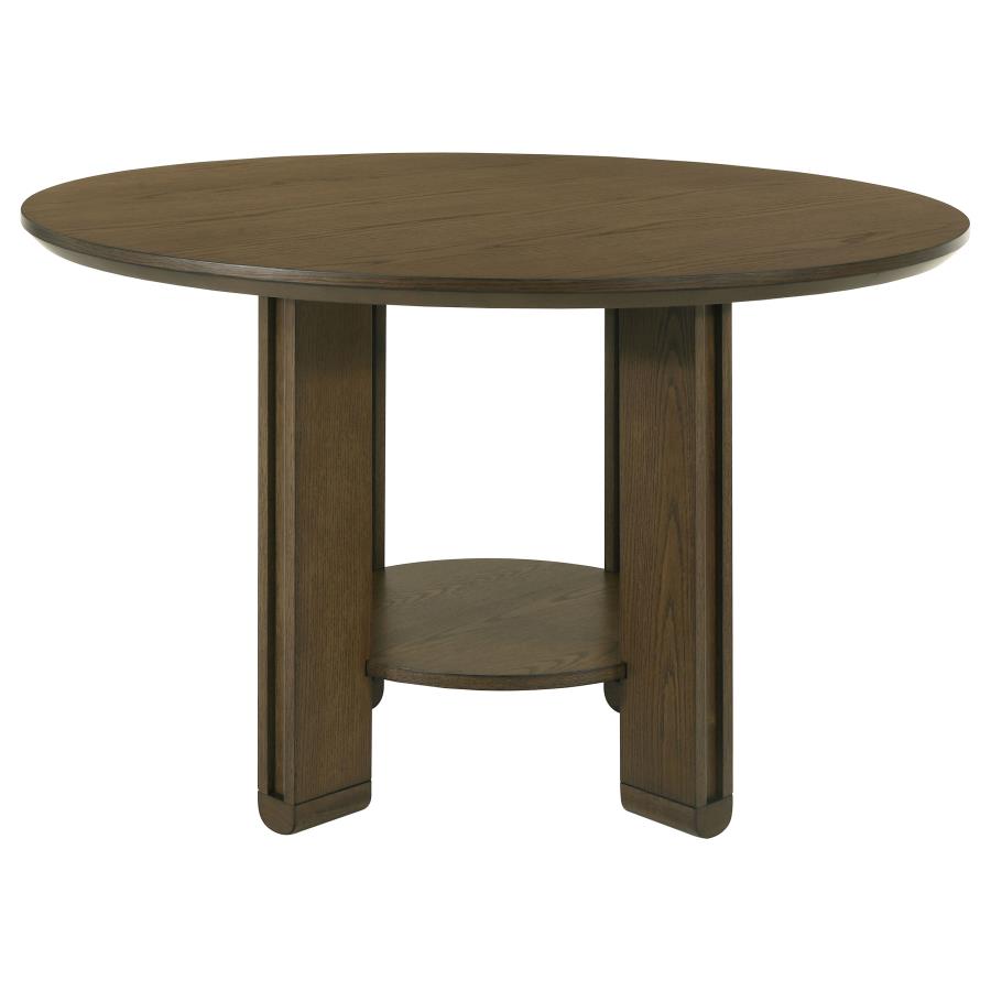 Ottowa 47-Inch Round Wood Dining Table With Shelf Brown