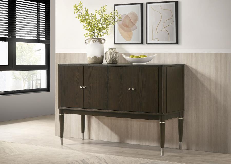 Reseda 4-Door Dining Sideboard Server With Shelves Ash Brown