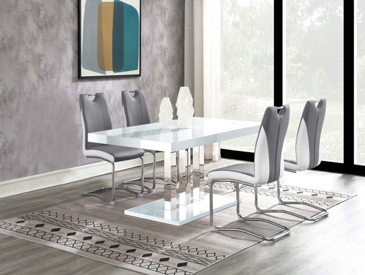 Brooklyn 5-piece Rectangular Dining Set White High Gloss