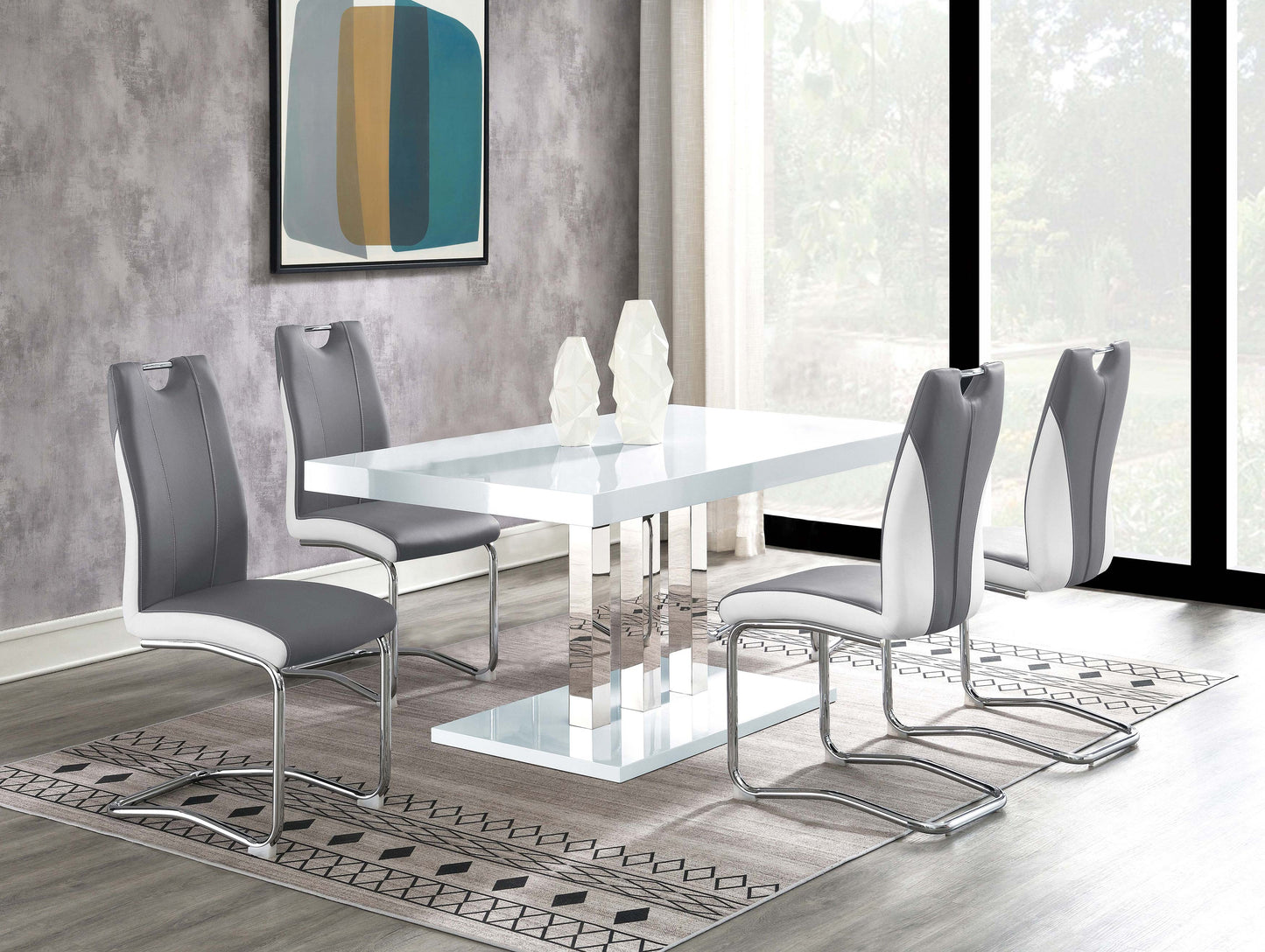 Brooklyn 5-piece Rectangular Dining Set White High Gloss