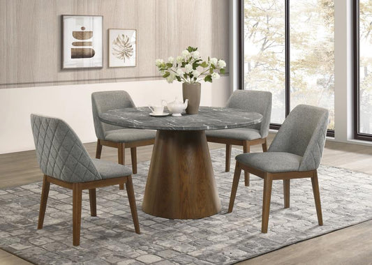 Franklin 5-Piece Round Dining Table Set Grey And Dark Brown