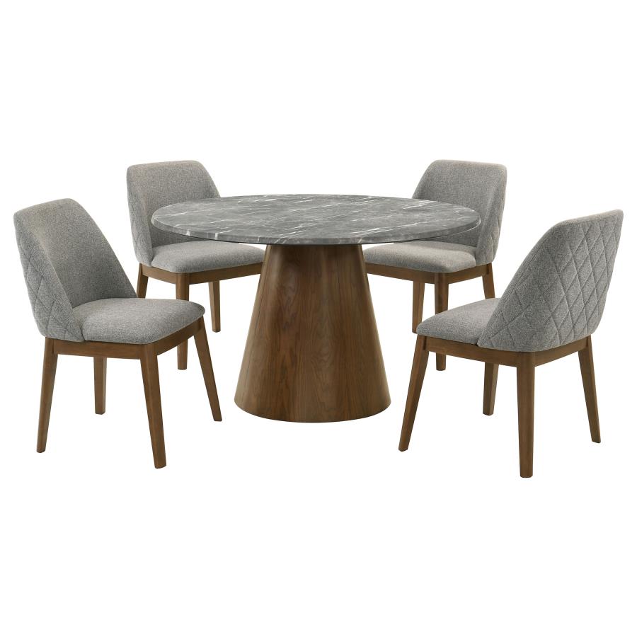 Franklin 5-Piece Round Dining Table Set Grey And Dark Brown