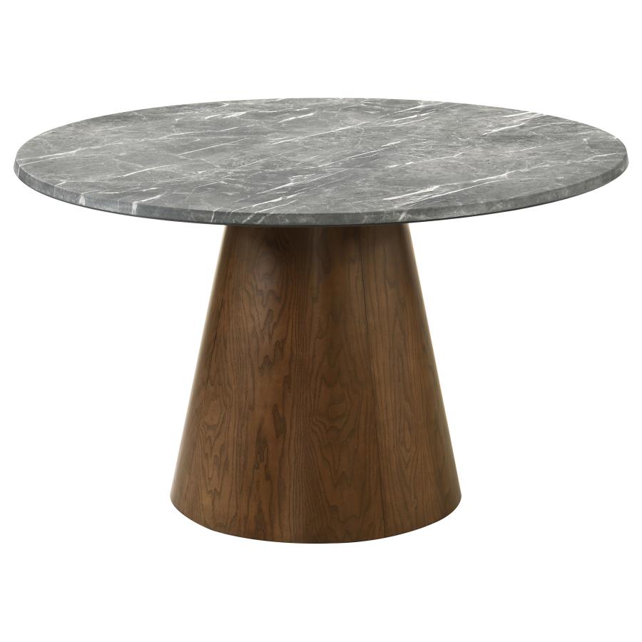 Franklin 5-Piece Round Dining Table Set Grey And Dark Brown