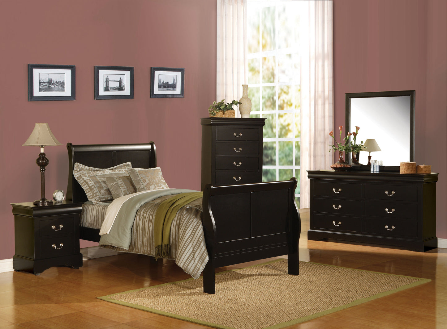 Louis Philippe III Black Full Bed - ATL FURNITURE