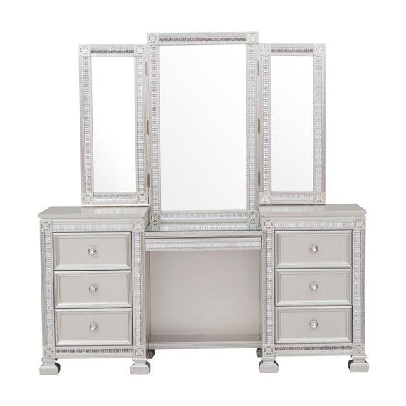 Homelegance - Bevelle Vanity Dresser With Mirror And Stool In Silver - 1958-15-14 - ATL FURNITURE