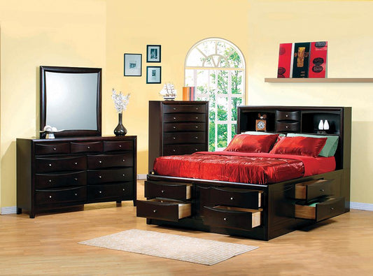 Phoenix Cappuccino King Four-Piece Bedroom Set - ATL FURNITURE