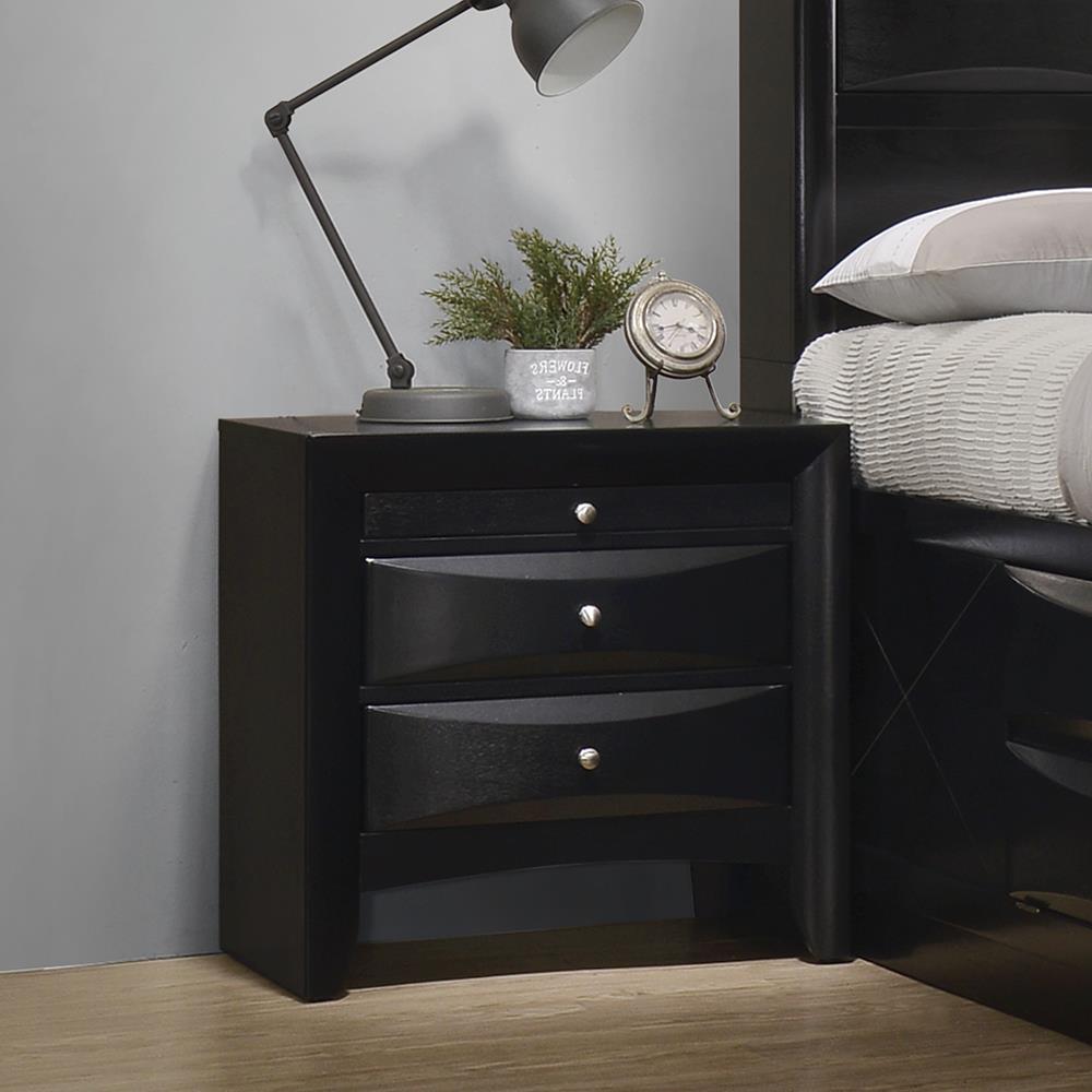 Briana Black Two-Drawer Nightstand With Tray - ATL FURNITURE