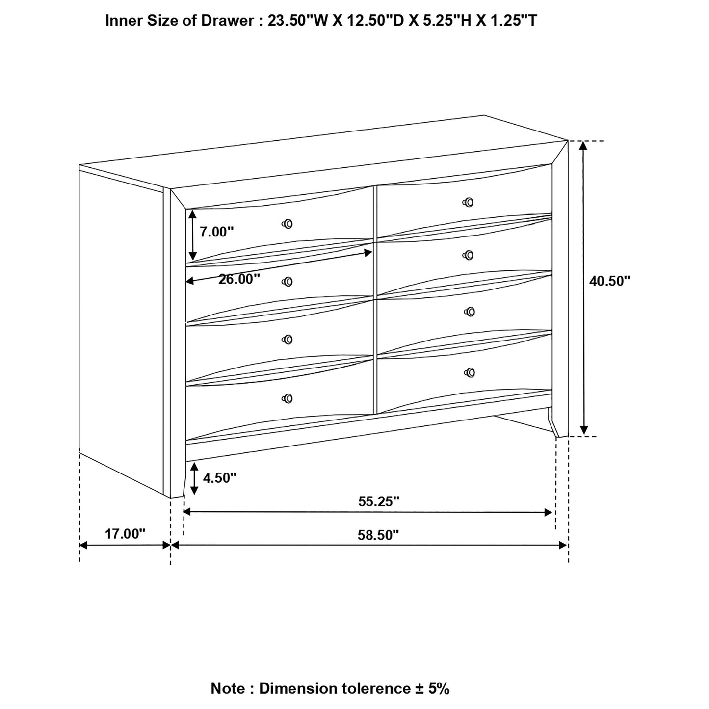 Briana 8-drawer Dresser Black