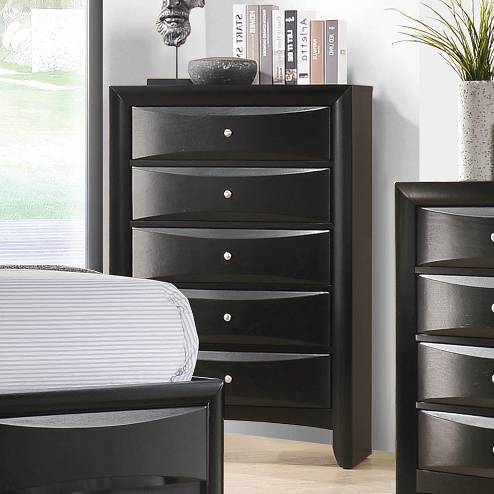 Briana Black Five-Drawer Chest - ATL FURNITURE