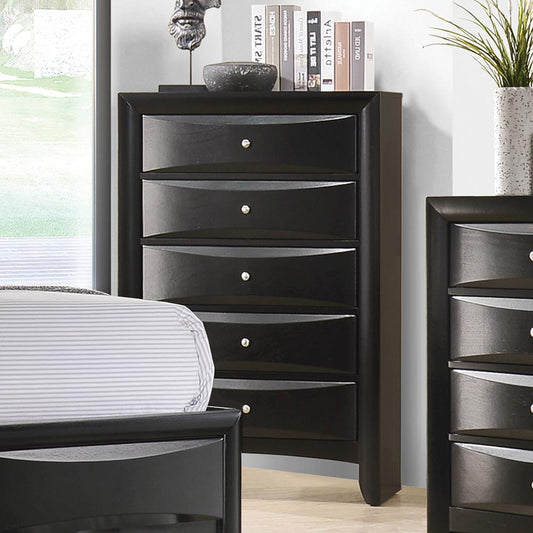 Briana Black Five-Drawer Chest - ATL FURNITURE