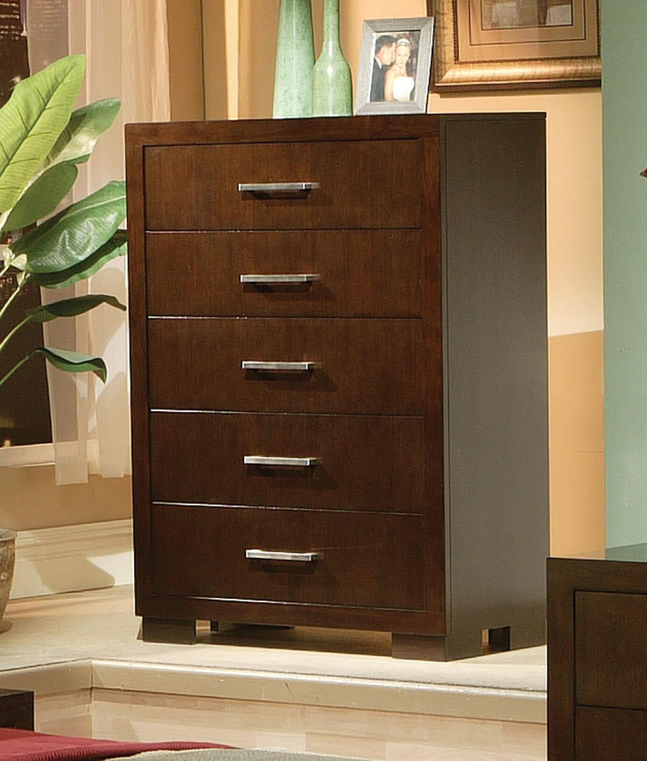 Jessica Cappuccino Five-Drawer Chest - ATL FURNITURE