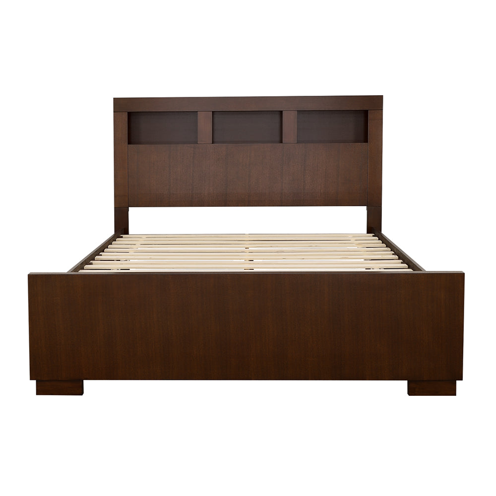 Jessica Wood Queen LED Storage Bookcase Bed Cappuccino