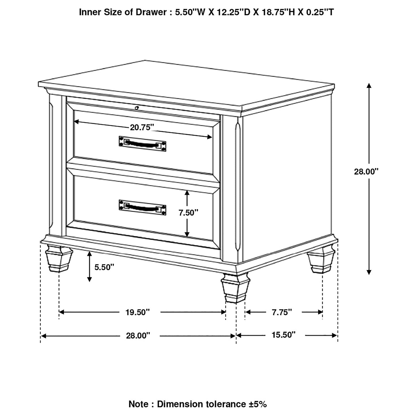 Franco 2-drawer Nightstand Burnished Oak