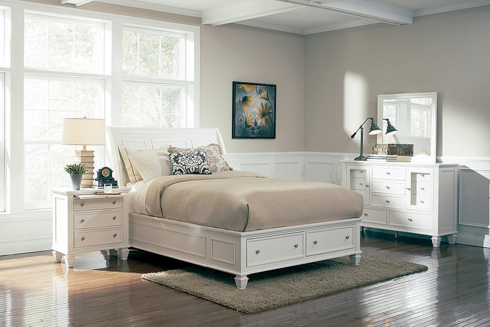 G201309KE-S4 Sandy Beach White King Four-Piece Bedroom Set - ATL FURNITURE