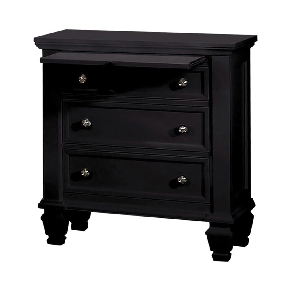 Sandy Beach Black Three-Drawer Nightstand With Tray - ATL FURNITURE