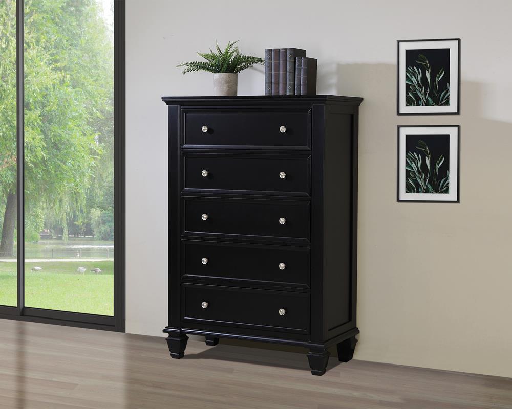 Sandy Beach Black Five-Drawer Chest - ATL FURNITURE