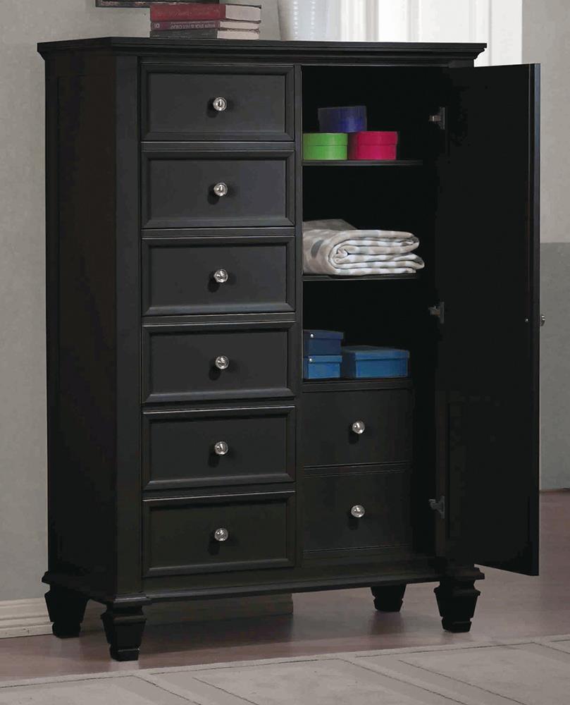 Sandy Beach Black Door Dresser With Concealed Storage - ATL FURNITURE