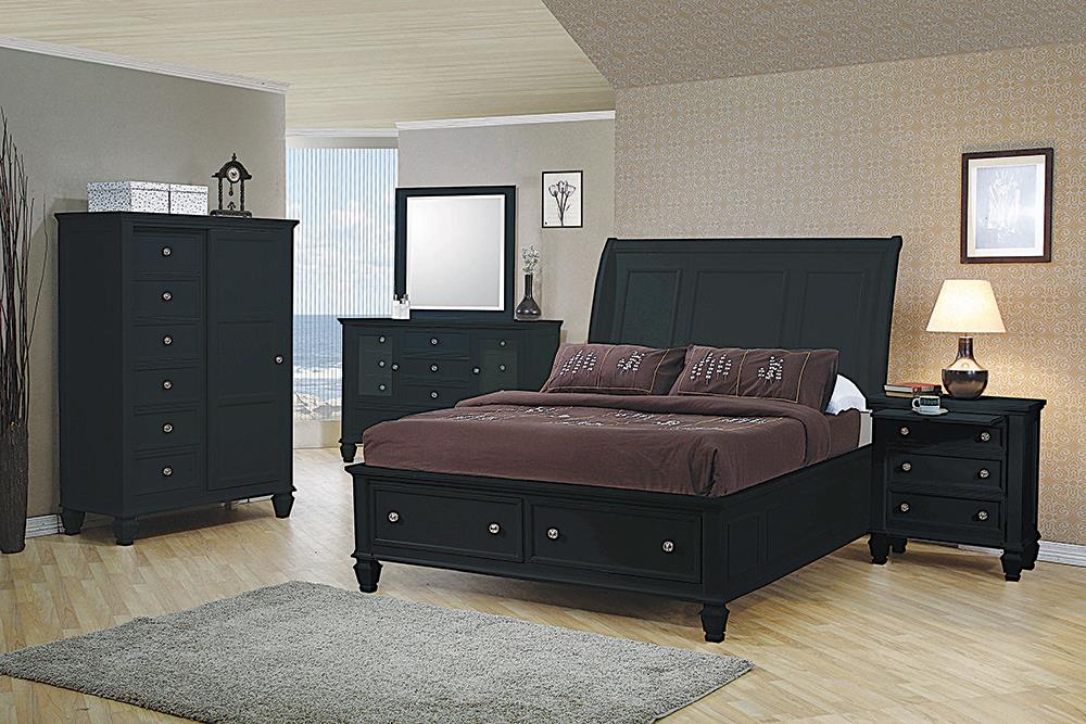 Sandy Beach Black King Four-Piece Bedroom Set - ATL FURNITURE