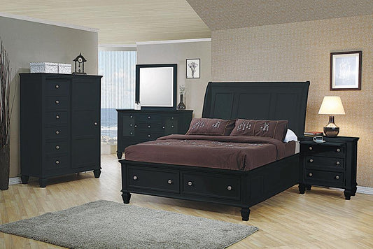 Sandy Beach Black Queen Five-Piece Bedroom Set - ATL FURNITURE