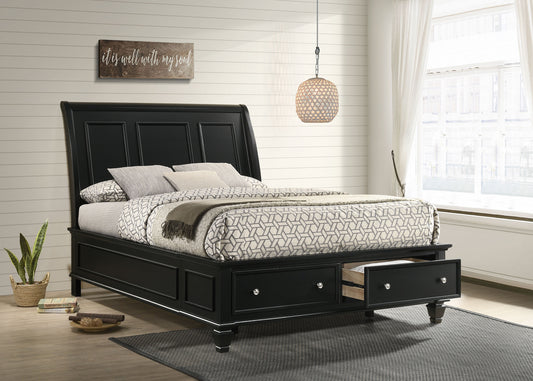 Sandy Beach Queen Storage Sleigh Bed Black