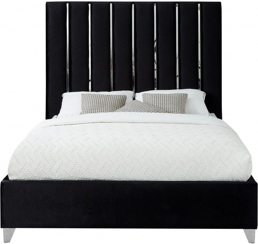 Enzo Velvet King Bed In Black - Enzoblack-K - ATL FURNITURE