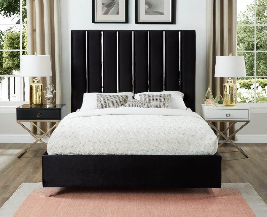 Enzo Velvet King Bed In Black - Enzoblack-K - ATL FURNITURE