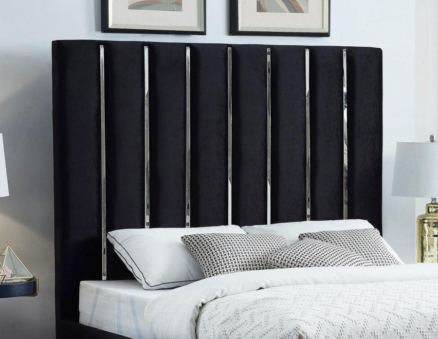 Enzo Velvet King Bed In Black - Enzoblack-K - ATL FURNITURE